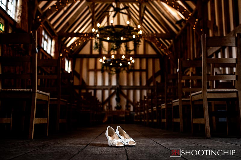 Wedding shoes inside Gate Street Barn