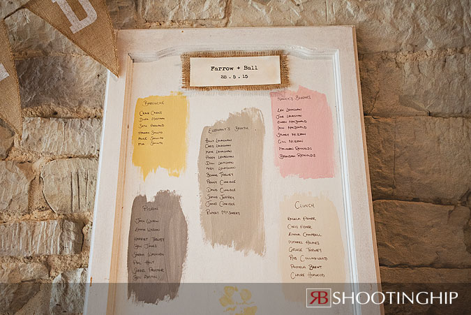 Farrow and Ball Wedding Idea Table Plan Example at Tithe Barn