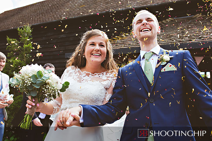 Bride and Groom Confetti at Gate Street Barn