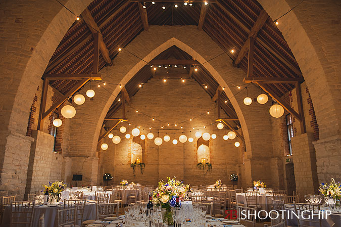 Interior of Tithe Barn with lanterns