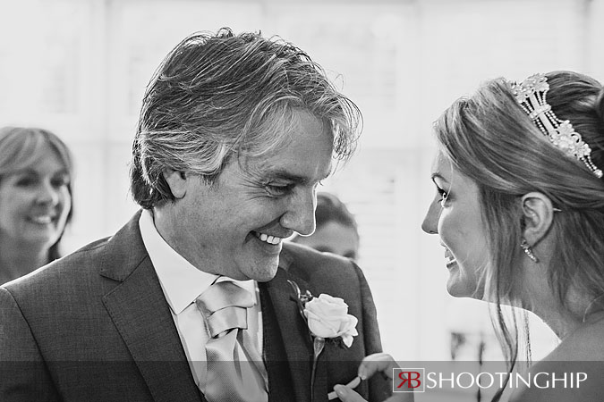 Father sees Bride at Tithe Barn