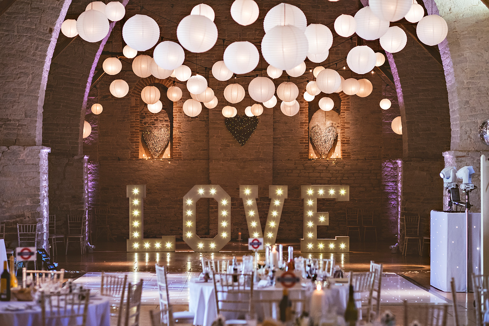 example of interior by tithe barn wedding photographer