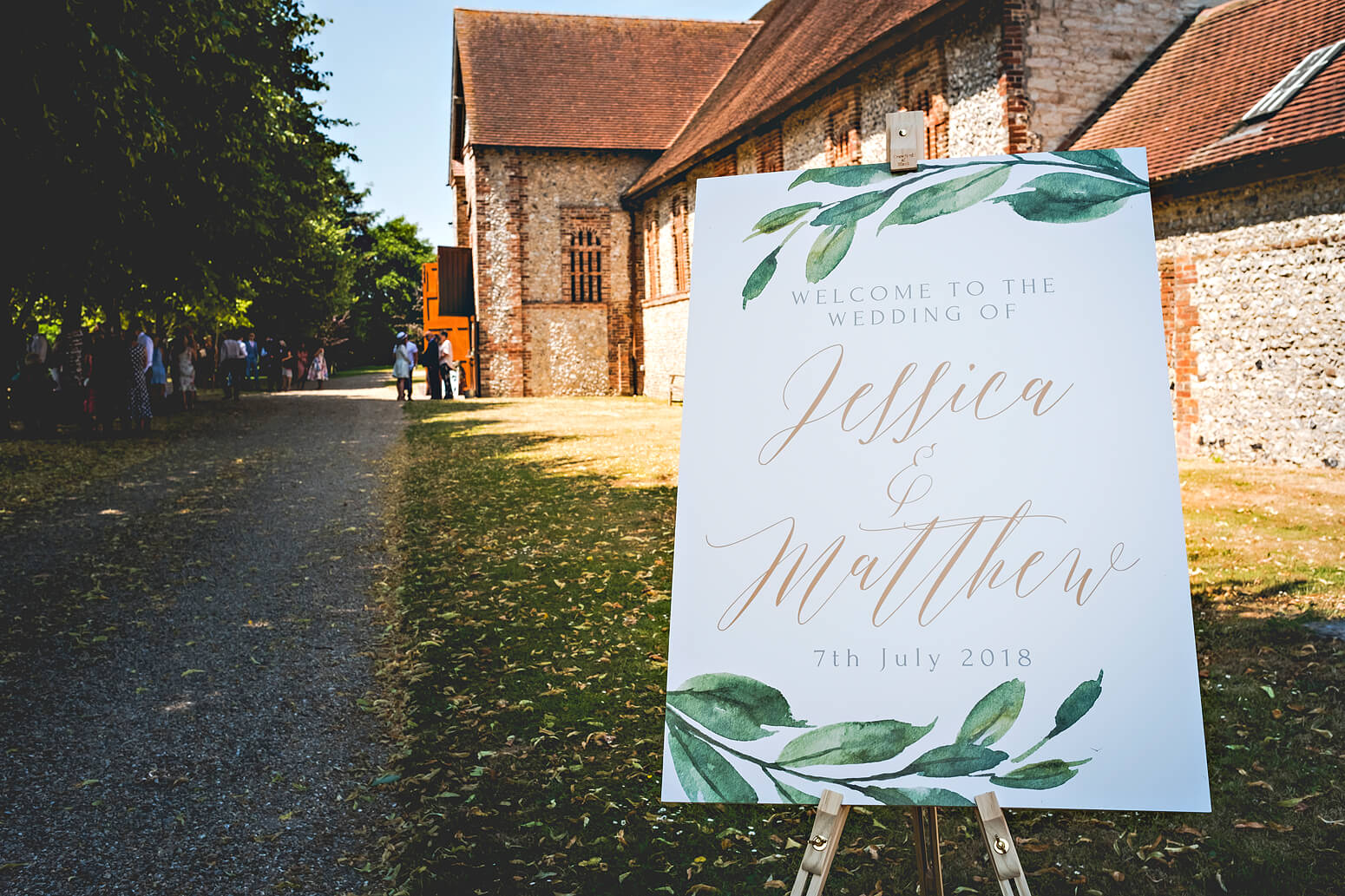 Welcome sign at Tithe Barn