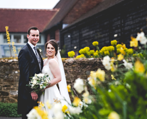 bride and groom at gate street barn