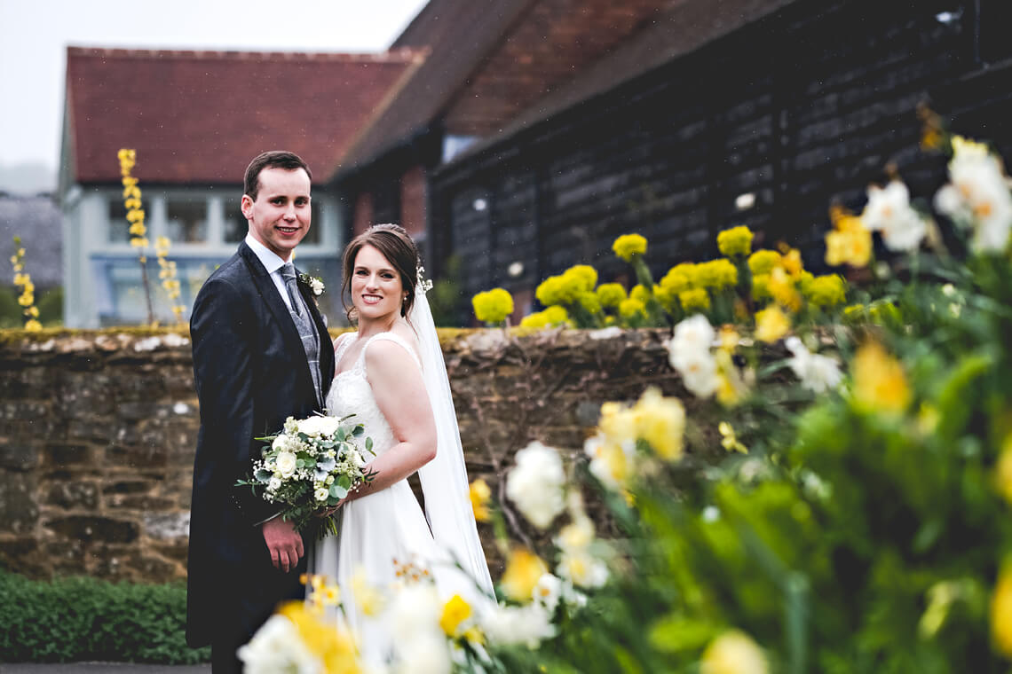 bride and groom at gate street barn