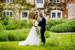 Bride and Groom at Bury Court Barn